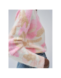 Pull en laine et mohair avec motif foral rose femme - Salsa