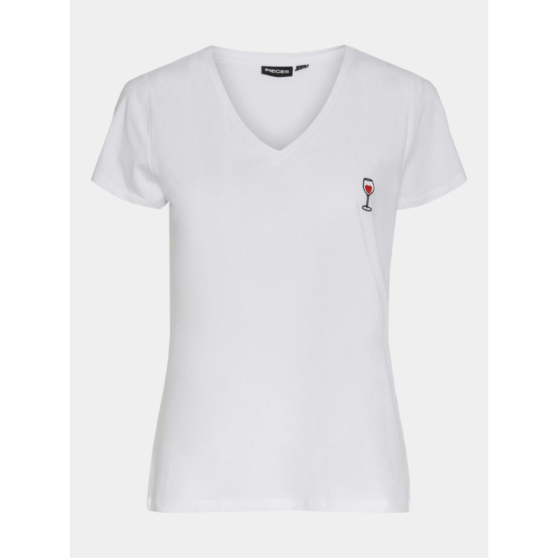 T-shirt manches courtes merima vin coeur blanc femme - Pieces