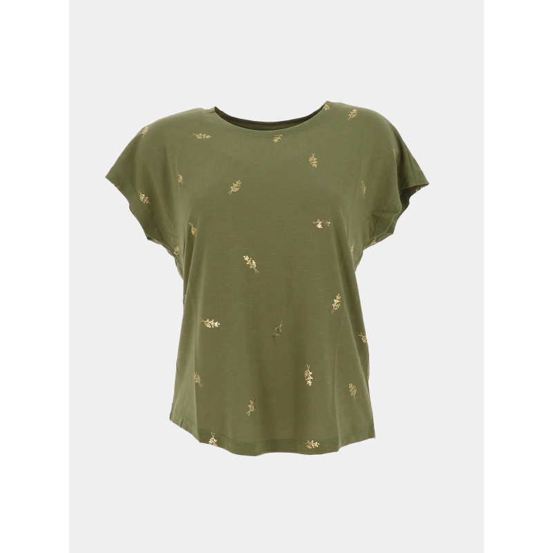 T-shirt tenna motif doré vert femme - Only