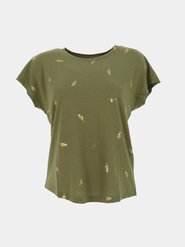 T-shirt tenna motif doré vert femme - Only