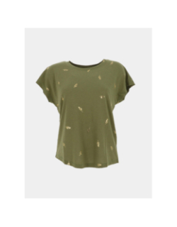 T-shirt tenna motif doré vert femme - Only