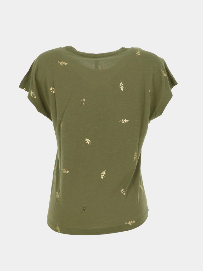 T-shirt tenna motif doré vert femme - Only