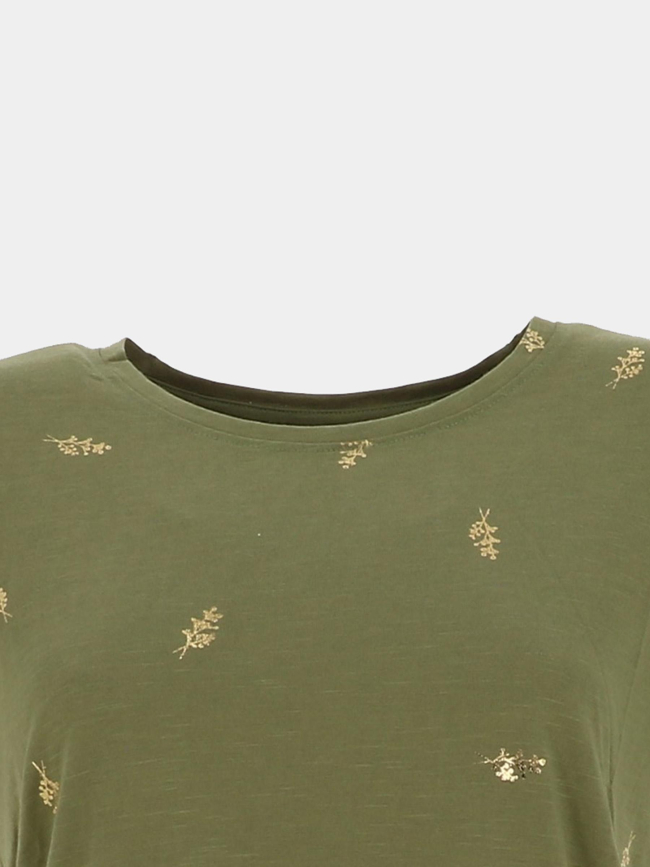 T-shirt tenna motif doré vert femme - Only