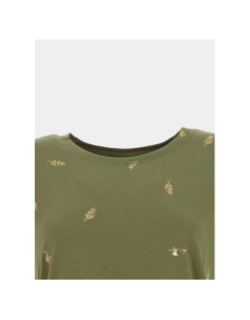 T-shirt tenna motif doré vert femme - Only