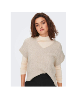 Pull sans manche col v melody beige femme - Only