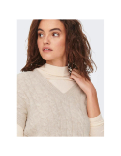 Pull sans manche col v melody beige femme - Only