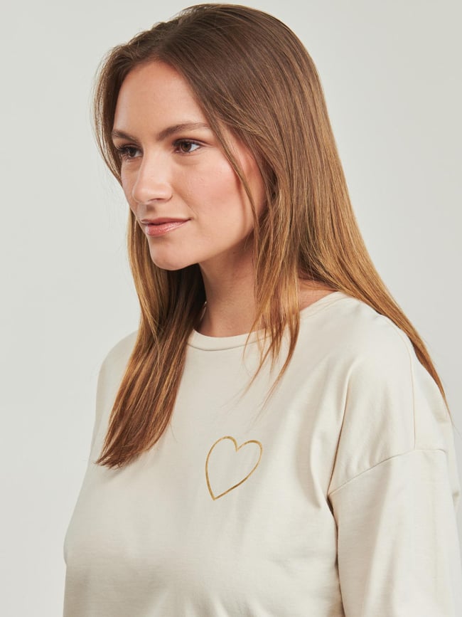 Pull orola coeur beige femme - Vero Moda