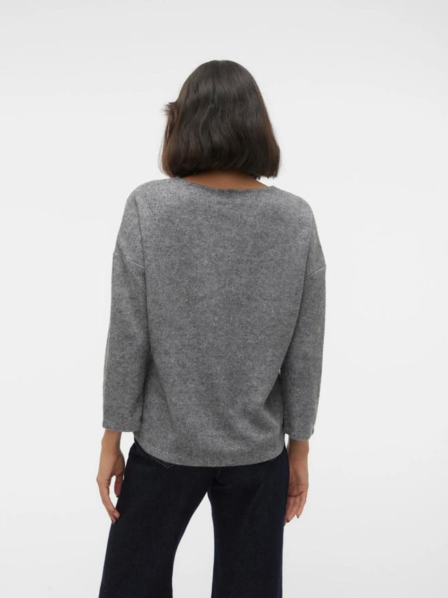 Pull col v manches 3/4 blis gris femme - Vero Moda