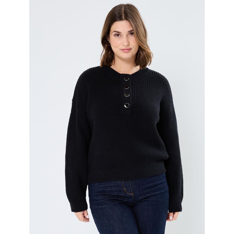 Pull col boutonné juliet noir femme - Vero Moda