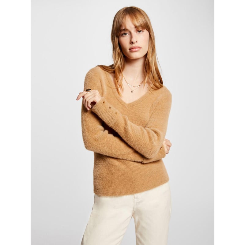 Pull col v moove camel femme - Morgan