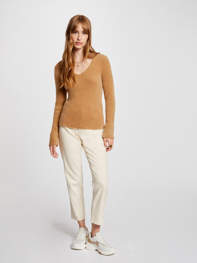 Pull col v moove camel femme - Morgan