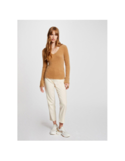 Pull col v moove camel femme - Morgan