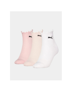 Pack 3 paires de chaussettes blanc rose et beige femme - Puma