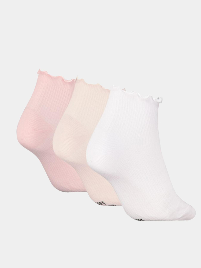 Pack 3 paires de chaussettes blanc rose et beige femme - Puma