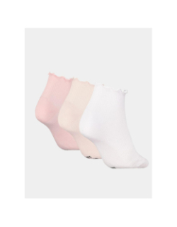 Pack 3 paires de chaussettes blanc rose et beige femme - Puma