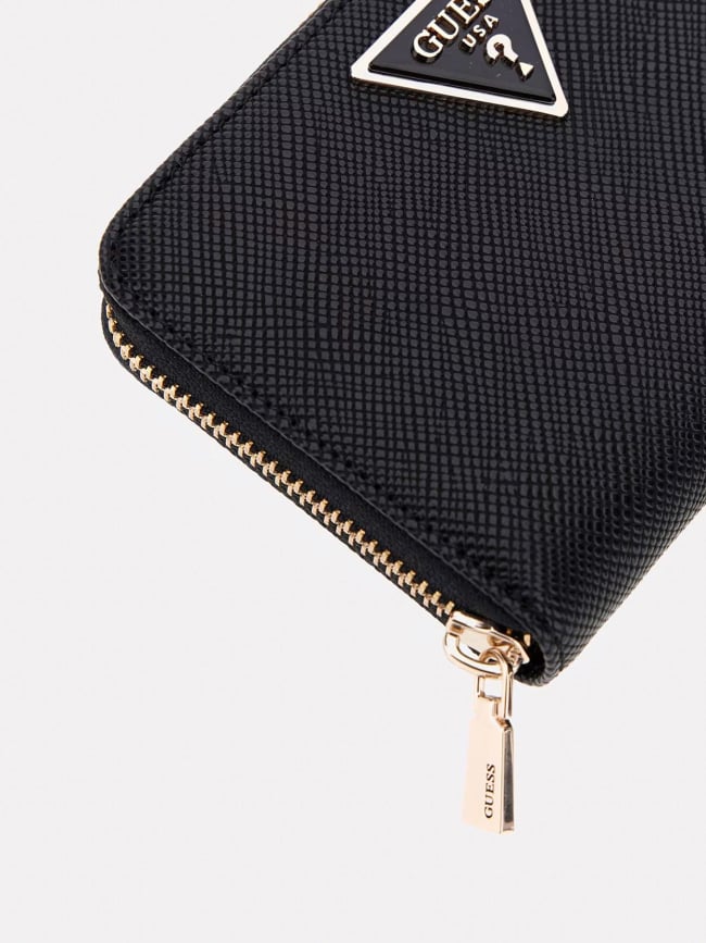 Mini portefeuille laurel saffiano noir femme - Guess