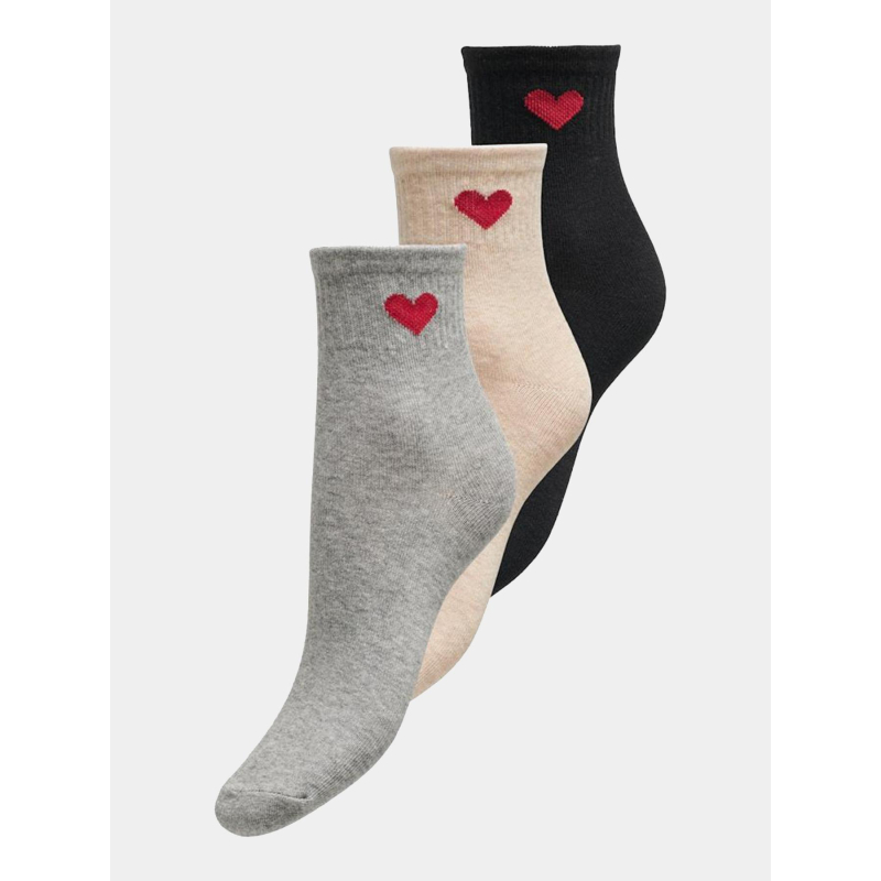 Pack 3 paires de chaussettes onlhannah noir gris beige femme - Only