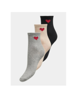 Pack 3 paires de chaussettes onlhannah noir gris beige femme - Only