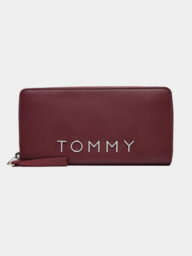 Portefeuille city zippé a logo bordeaux femme - Tommy Jeans