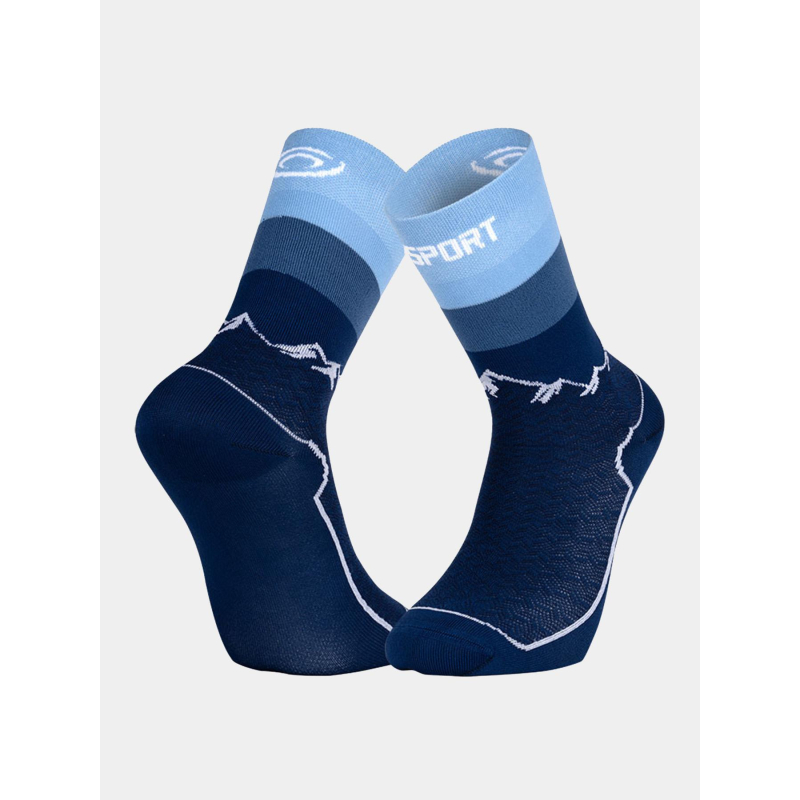 Paire de chaussettes randonnée double gr haute bleu - BV Sport