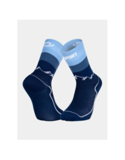 Paire de chaussettes randonnée double gr haute bleu - BV Sport