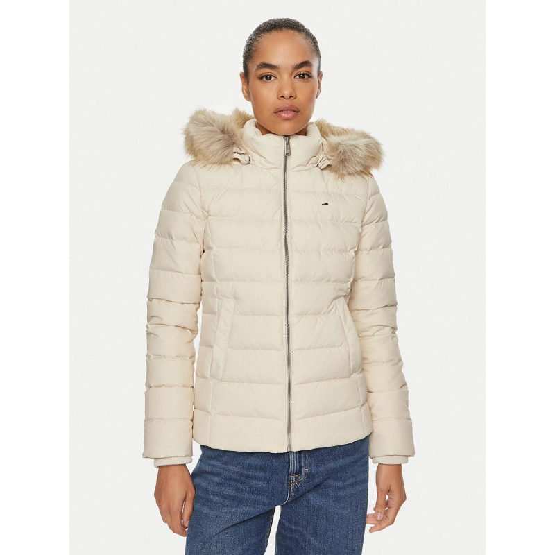 Doudoune à capuche en duvet beige femme - Tommy Jeans