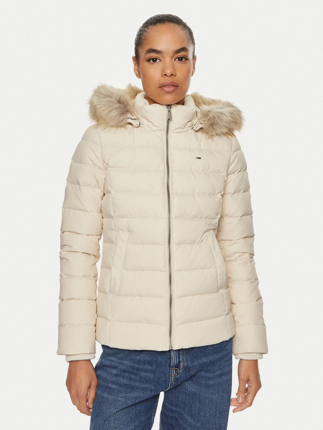 Doudoune à capuche en duvet beige femme - Tommy Jeans