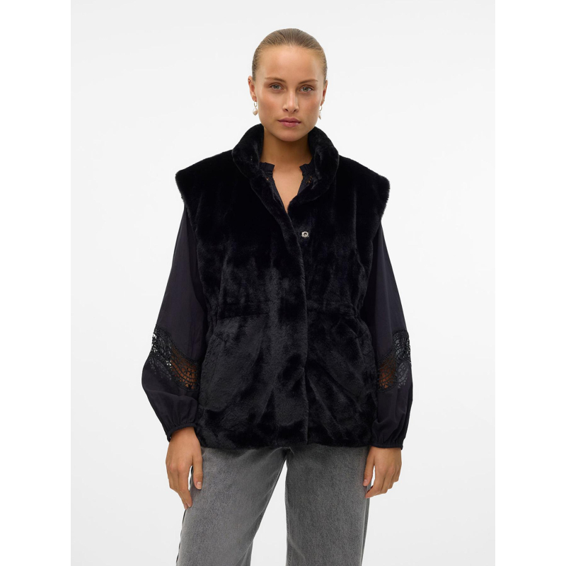 Veste sans manche fausse fourrure japoppy noir femme - Vero Moda