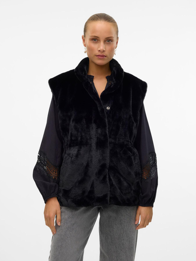 Veste sans manche fausse fourrure japoppy noir femme - Vero Moda