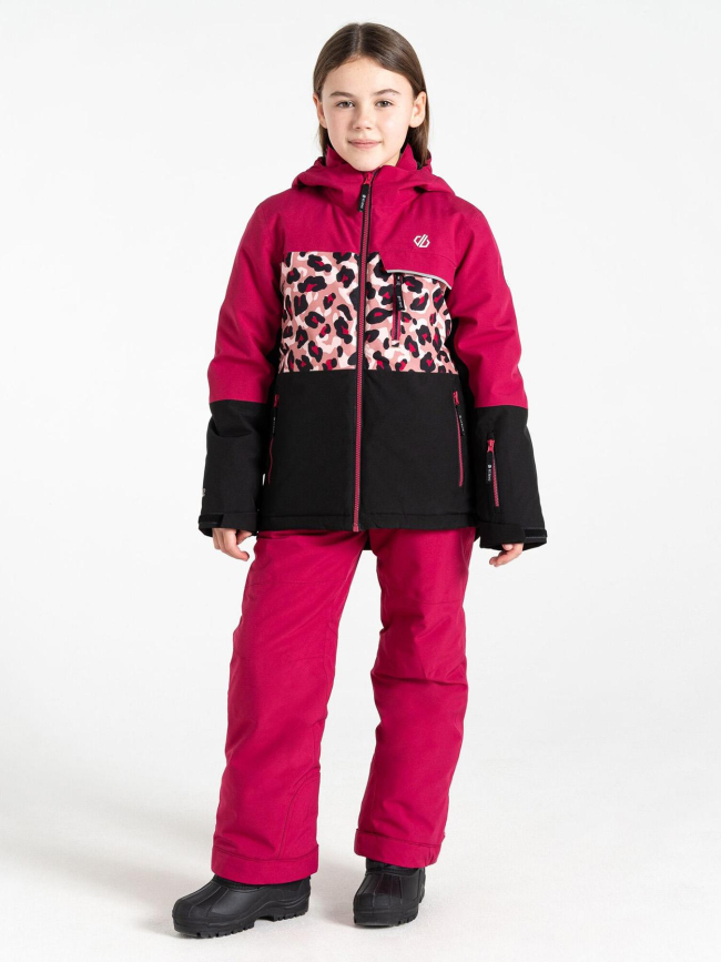 Veste de ski à motif leopard traverse II rose fille - Dare 2b