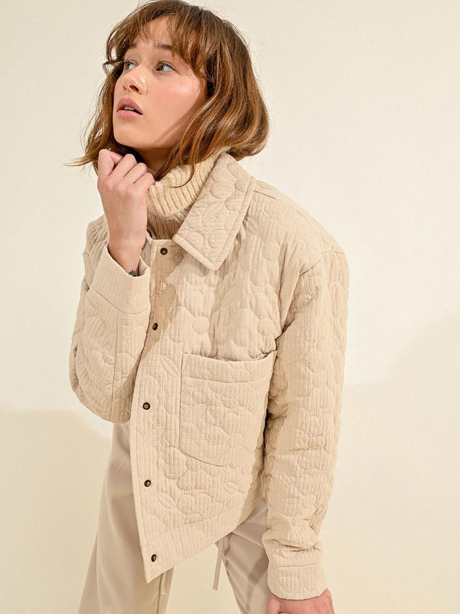 Veste type surchemise matelassée beige femme - Molly Bracken