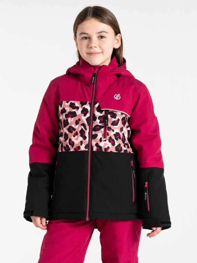 Veste de ski à motif leopard traverse II rose fille - Dare 2b