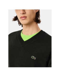 Pull fin à col en v gris homme - Lacoste