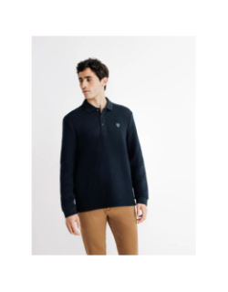 Polo à manches longues giclo bleu marine homme - Izac