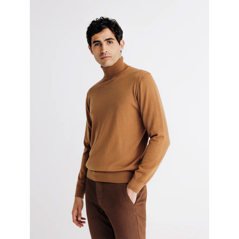 Pull en laine à col roulé bruno marron homme - Izac