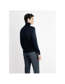 Pull en laine à  col roulé bruno bleu marine homme - Izac