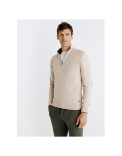 Pull col camionneur zippé beige homme - Izac