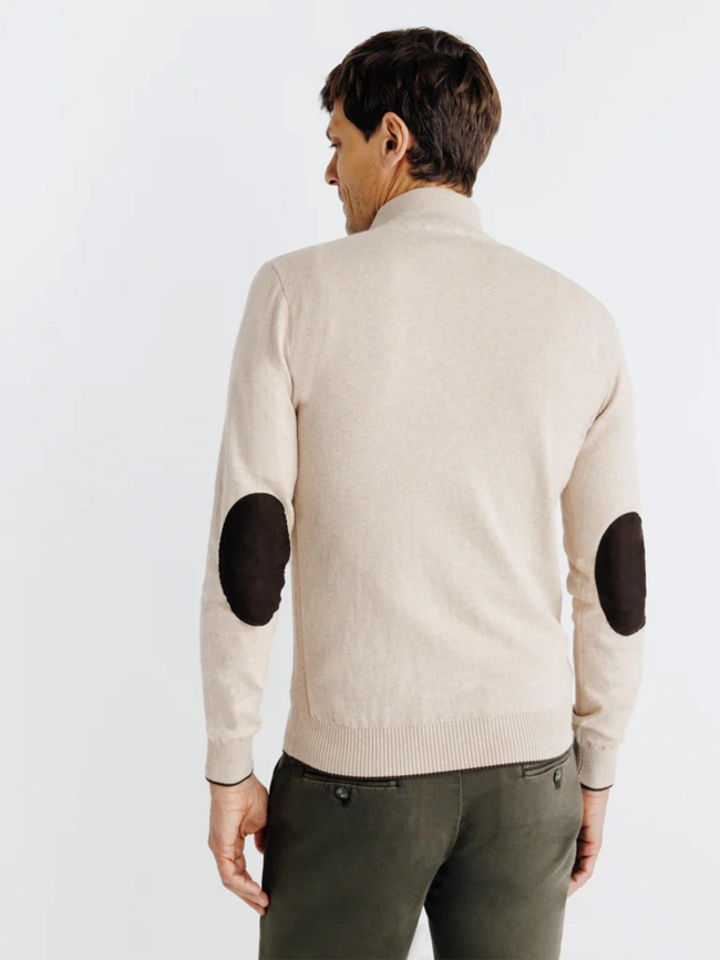 Pull col camionneur zippé beige homme - Izac