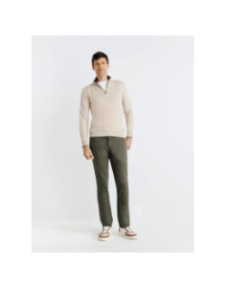 Pull col camionneur zippé beige homme - Izac