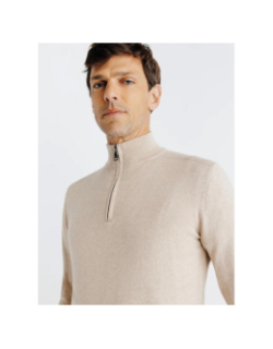 Pull col camionneur zippé beige homme - Izac