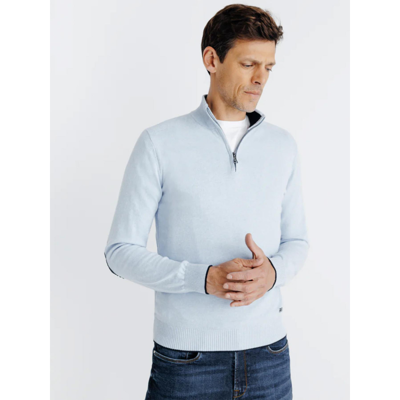 Pull à col zippé bacary bleu ciel homme - Izac