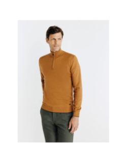 Pull à col zippé bacary marron homme - Izac