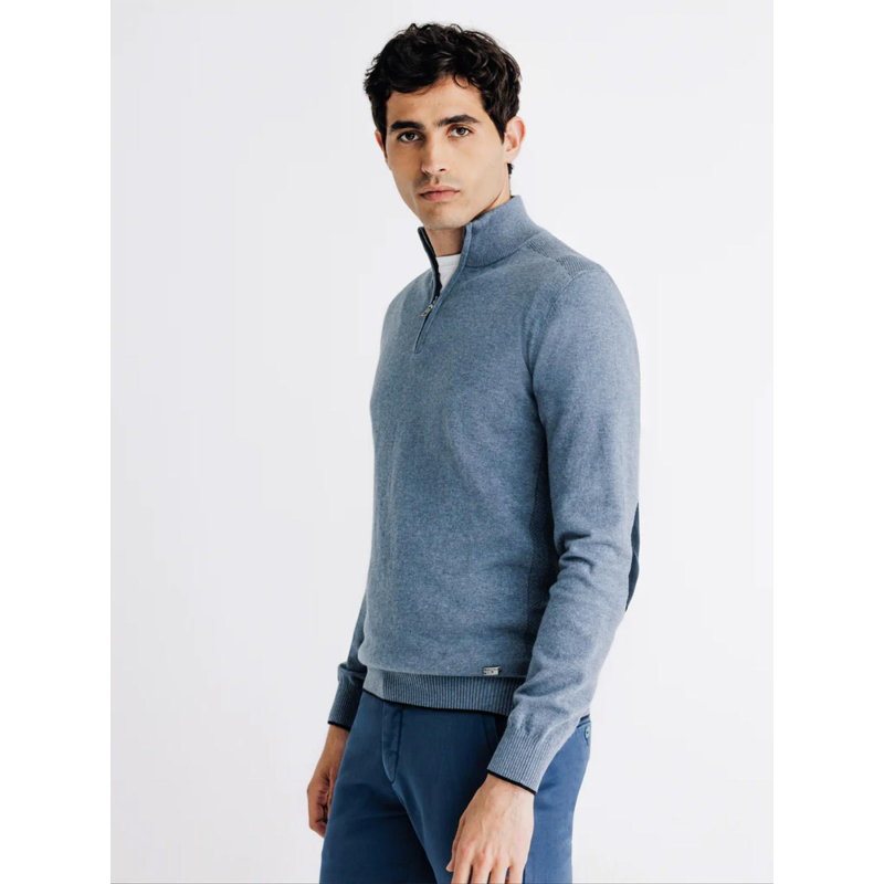 Pull à col zippé baccary bleu homme - Izac