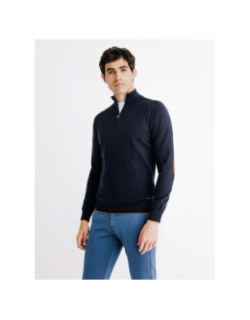 Pull à col zippé bacary bleu marine homme - Izac