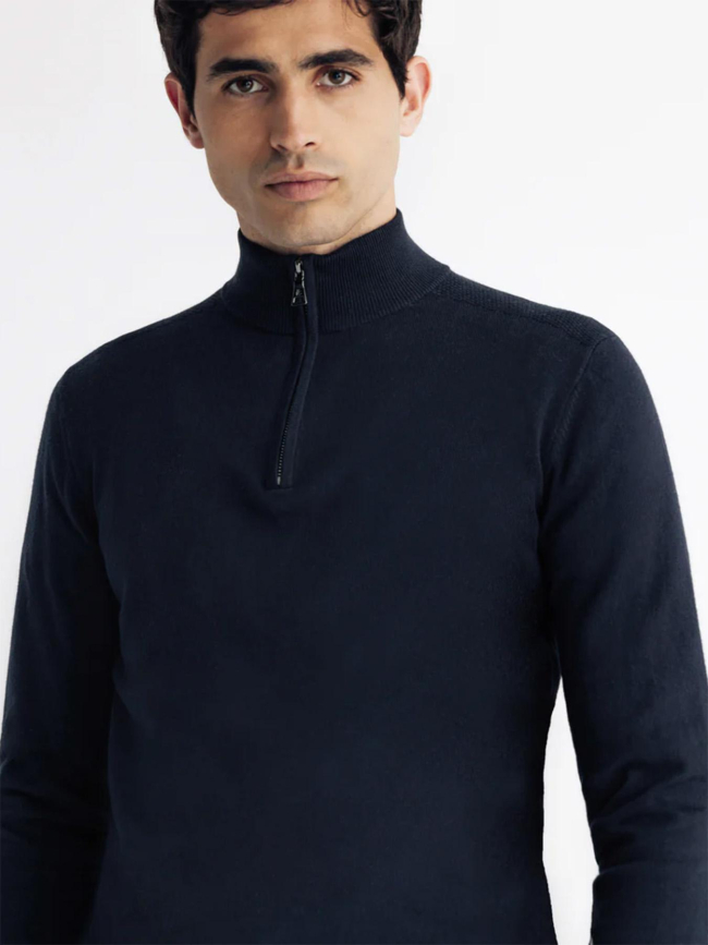 Pull à col zippé bacary bleu marine homme - Izac