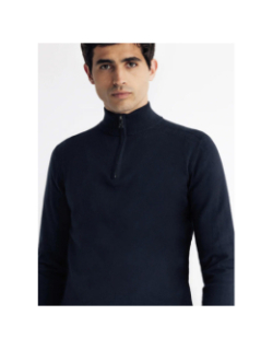 Pull à col zippé bacary bleu marine homme - Izac