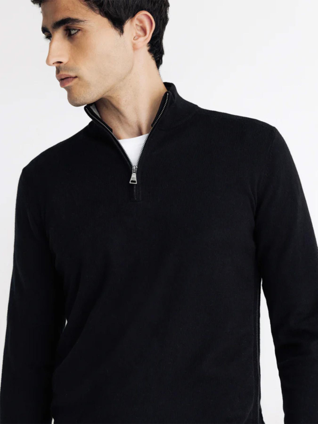 Pull à col montant demi zippé baccary noir homme - Izac