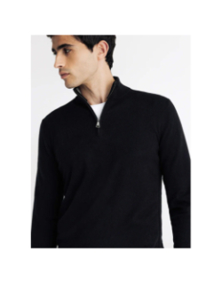 Pull à col montant demi zippé baccary noir homme - Izac