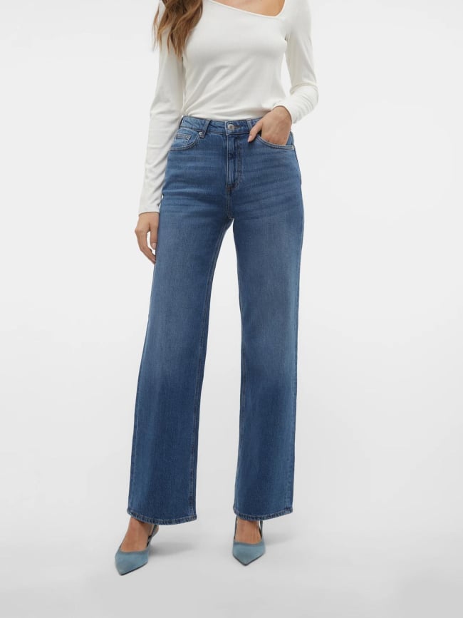 Jean taille haute wide fit wmtessa bleu femme - Vero Moda