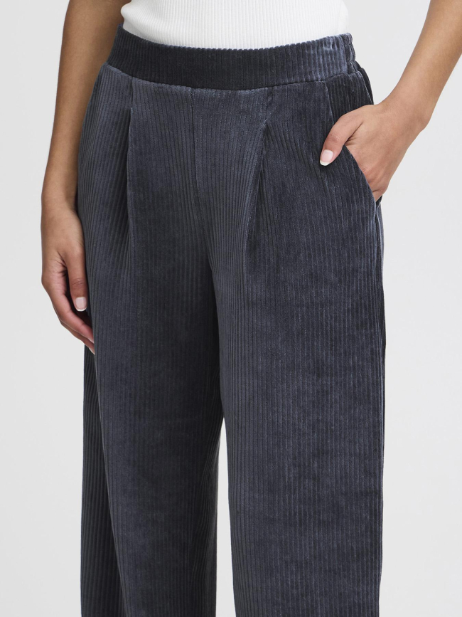 Pantalon velours côtelé tamary bleu marine femme - Ichi